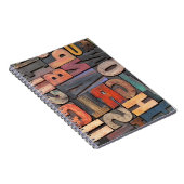 アンティークレタープレスブロックとカラーインクパターン ノートブック (右側)