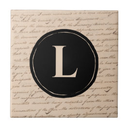 アンティークレターモノグラムイニシャルスクリプトライター タイル