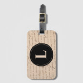 アンティークレターモノグラムイニシャルライタースクリプト ラゲッジタグ (正面縦)