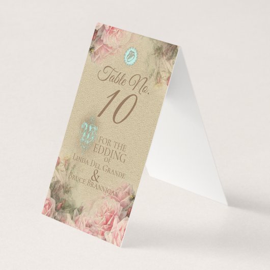 アンティークレター結婚- Table Number Card (正面)