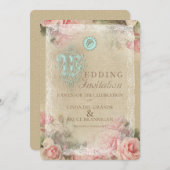 アンティークレター - 結婚式招待状、発表 招待状 (正面/裏面)