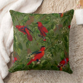 アンティークレッドオウムフローラジャングルパターン クッション (ブランケット)