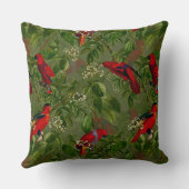アンティークレッドオウムフローラジャングルパターン クッション (裏面)