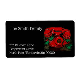 アンティークレッドクリスマステレフォンギフト ラベル