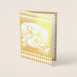 アンティークレッドクリスマステレフォンギフト 箔カード