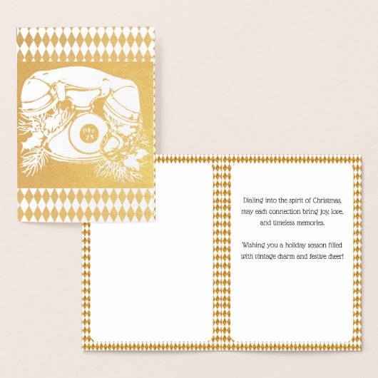 アンティークレッドクリスマステレフォンギフト 箔カード (ディスプレー)