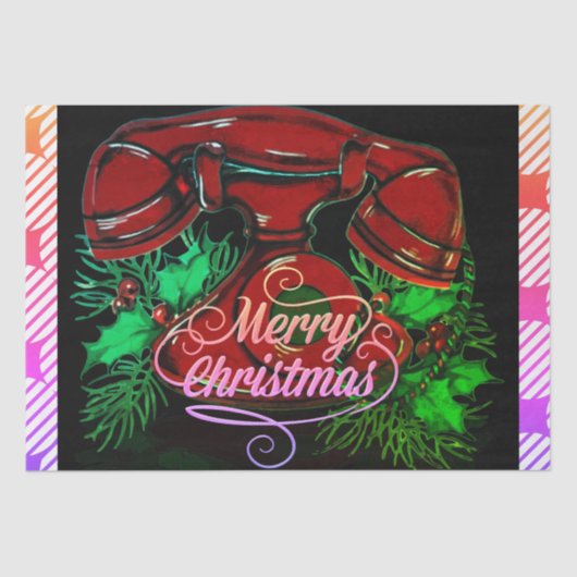 アンティークレッドクリスマステレフォンギフト 薄葉紙 (正面)