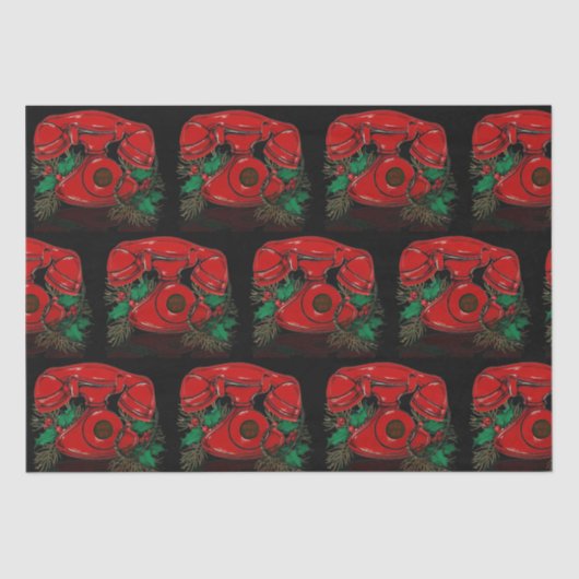 アンティークレッドクリスマステレフォンギフト 薄葉紙 (正面)