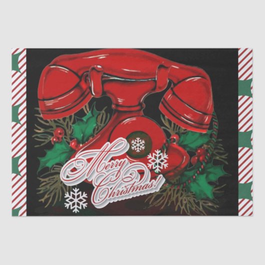 アンティークレッドクリスマステレフォンギフト 薄葉紙 (正面)