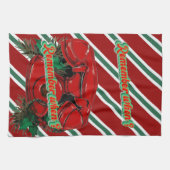 アンティークレッドクリスマステレフォン調整 キッチンタオル (横)