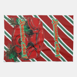 アンティークレッドクリスマステレフォン調整 キッチンタオル