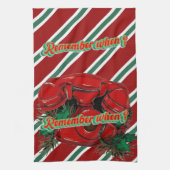 アンティークレッドクリスマステレフォン調整 キッチンタオル (縦)