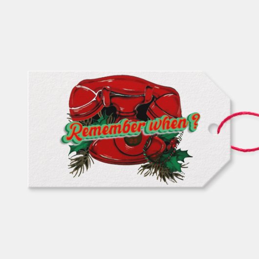 アンティークレッドクリスマステレフォン調整 ギフトタグ (正面(横))