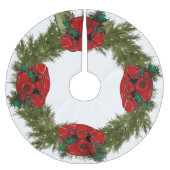 アンティークレッドクリスマステレフォン調整 ブラッシュドポリエステルツリースカート (正面)