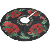 アンティークレッドクリスマステレフォン調整 ブラッシュドポリエステルツリースカート (アングル)