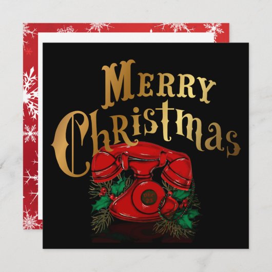 アンティークレッドクリスマステレフォン シーズンカード (正面/裏面)