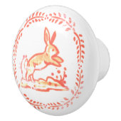 アンティークレッドコーラルバニーウサギヴィンテージ素朴 セラミックノブ (右)