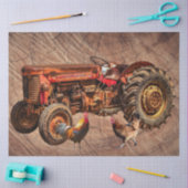 アンティークレッドトラクタルースターヘン 薄葉紙 (クラフト)