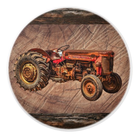 アンティークレッドトラクターセラミックノブ セラミックノブ (正面)