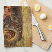 アンティークレッドトラクターファームトラクターヴィンテージトラクター キッチンタオル (四つ折り)