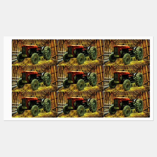 アンティークレッドトラクター素朴バーン ラベル (シート)