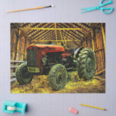 アンティークレッドトラクター素朴バーン 薄葉紙 (クラフト)