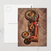 アンティークレッドトラクター ポストカード (正面/裏面)