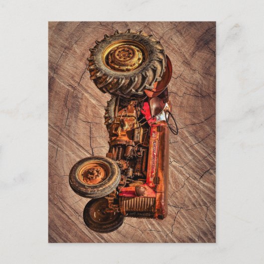 アンティークレッドトラクター ポストカード (正面)