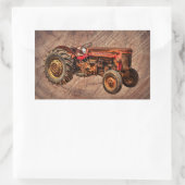 アンティークレッドトラクター 長方形シール (バッグ)