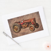 アンティークレッドトラクター 長方形シール (封筒)