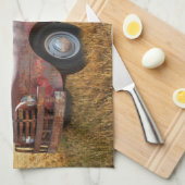 アンティークレッドトラックファームフィールドサンセット キッチンタオル (四つ折り)