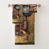 アンティークレッドトラックファームフィールドロースターヘン バスタオルセット (インサイチュ)