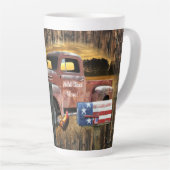 アンティークレッドトラックヴィンテージレッドトラックファームトラック カフェラテマグ (右アングル)