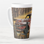 アンティークレッドトラックヴィンテージレッドトラックファームトラック カフェラテマグ (左アングル)