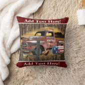 アンティークレッドトラックヴィンテージレッドトラックファームトラック クッション (ブランケット)