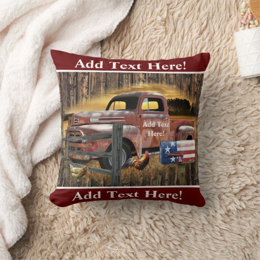 アンティークレッドトラックヴィンテージレッドトラックファームトラック クッション (ブランケット)