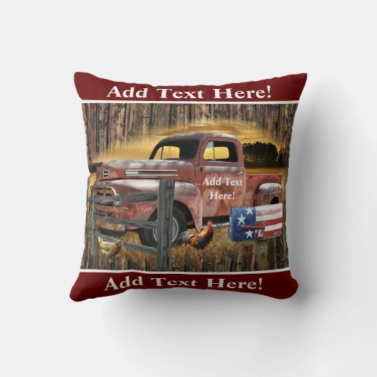 アンティークレッドトラックヴィンテージレッドトラックファームトラック クッション (裏面)