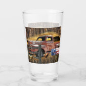 アンティークレッドトラックヴィンテージレッドトラックファームトラック タンブラーグラス (裏面)