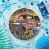 アンティークレッドトラックヴィンテージレッドトラックファームトラック ペーパープレート (パーティー)