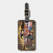 アンティークレッドトラックヴィンテージレッドトラックファームトラック ラゲッジタグ (正面縦)