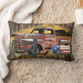 アンティークレッドトラックヴィンテージレッドトラックファームトラック ランバークッション (ブランケット)