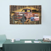 アンティークレッドトラックヴィンテージレッドトラックファームトラック 横断幕 (トレードショー)