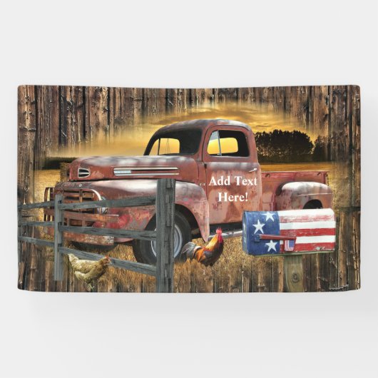 アンティークレッドトラックヴィンテージレッドトラックファームトラック 横断幕 (横)