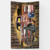 アンティークレッドトラックヴィンテージレッドトラックファームトラック 横断幕 (縦)