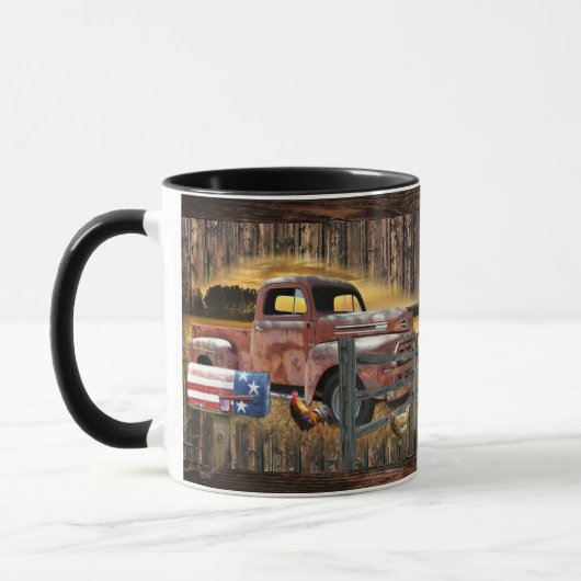 アンティークレッドトラックヴィンテージレッドトラックファームトラックCof マグカップ (左)