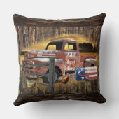 アンティークレッドトラックヴィンテージレッドトラックファームトラックThr クッション (裏面)