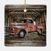 アンティークレッドトラック素朴インバーンドセラミックオーナメント セラミックオーナメント (裏面)