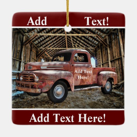 アンティークレッドトラック素朴インバーン セラミックオーナメント (裏面)