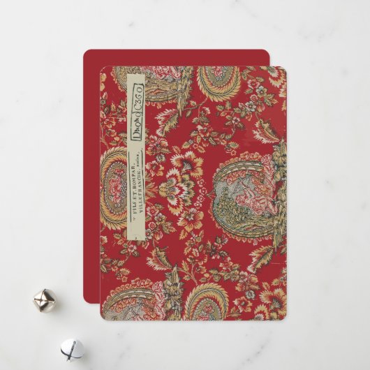 アンティークレッドフランスのファブリックfrom Villefranche シーズンカード (正面/裏面インサイチュ)