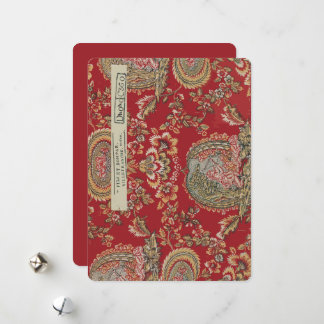 アンティークレッドフランスのファブリックfrom Villefranche シーズンカード